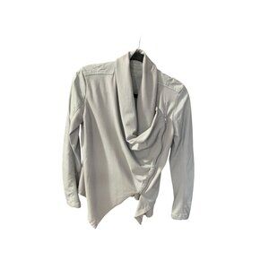 BlanK NYC Womens Small Gray Diagonal Zip Faux Leather Back front Pantel Coat Jac